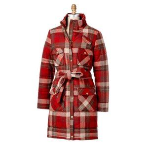 Pendleton Portland Collection Red Plaid Insulated Lined Wool Snap Coat Pockets L